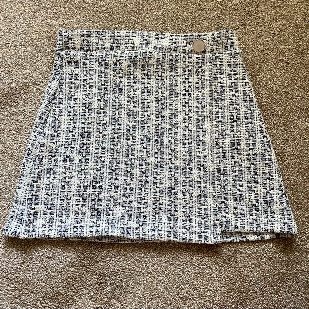 Black & White Tweed A-Line Skirt